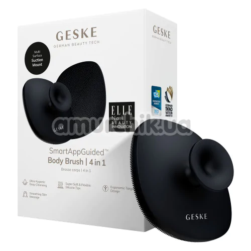 Щітка для тіла Geske Body Brush 4 in 1 Suction Mount, чорна