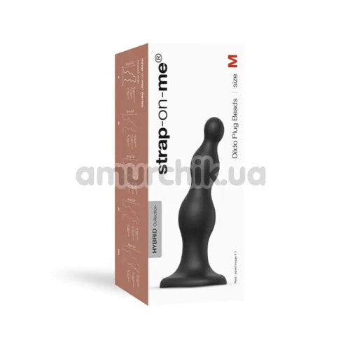 Фалоімітатор Strap-On-Me Dildo Plug Beads M, чорний