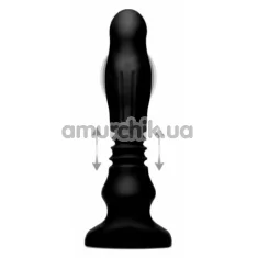Анальний вібратор з поштовхами Thunderplugs Silicone Vibrating & Squrming Plug with Remote Control, чорний - Фото №1