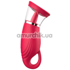 Симулятор орального сексу для жінок з вібрацією Sweet Play Licking Tongue Suction Vibrator A18, червоний - Фото №1
