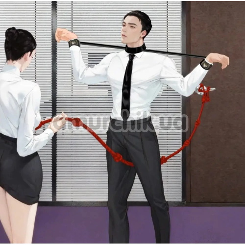 Бондажный набор Upko Extra-long Spreader Bar With Choker And Cuffs, черный