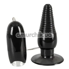 Анальная пробка с вибрацией Rotating+Vibrating Plug, черная - Фото №1