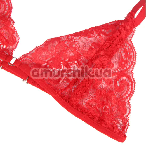 Комплект Star Night Bra Garter Belt, червоний: бюстгальтер + трусики з гартерами