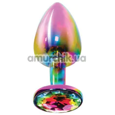 Анальная пробка с радужным кристаллом Twilight Booty Jewel Medium, радужная - Фото №1