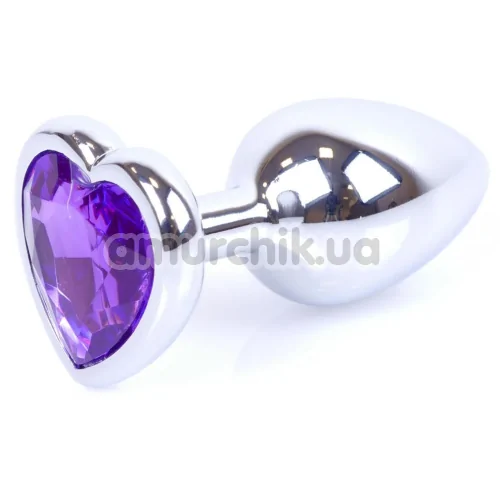 Анальна пробка з фіолетовим кристалом Exclusivity Jewellery Silver Heart Plug, срібна - Фото №1