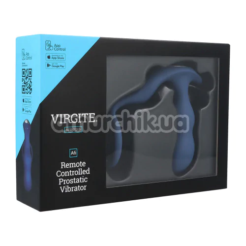 Вібростимулятор простати з ерекційним кільцем Virgite App Toys Remote Controlled Prostatic Vibrator A6, синій