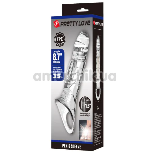 Насадка на пеніс Pretty Love Penis Sleeve Lue, прозора