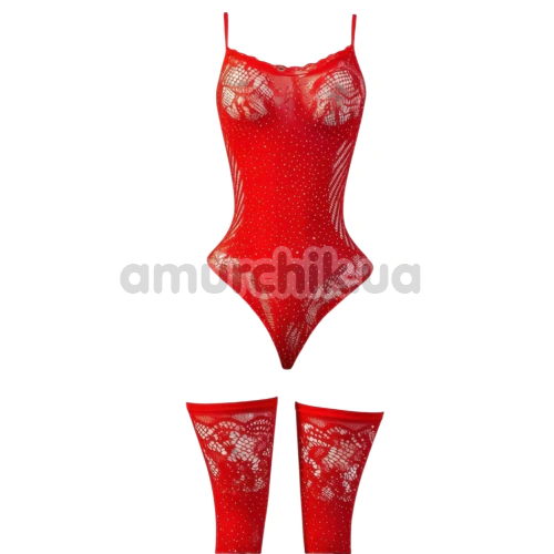 Комплект JSY Sexy Lingerie WW7238, красный: боди + чулки