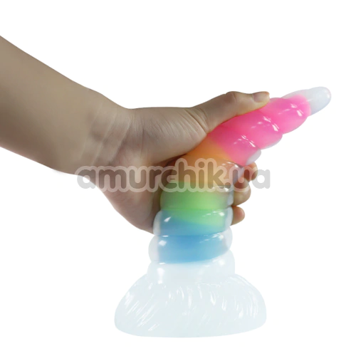 Фаллоимитатор Creature Cocks Uni-Glow Glow-in-the-Dark Rainbow Silicone Dildo, разноцветный