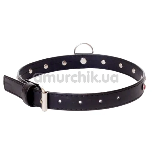 Нашийник з рожевими кристалами Boss Series Fetish Collar, чорний