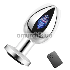 Анальная пробка с вибрацией Vibrating Butt Plug M, серебряная - Фото №1