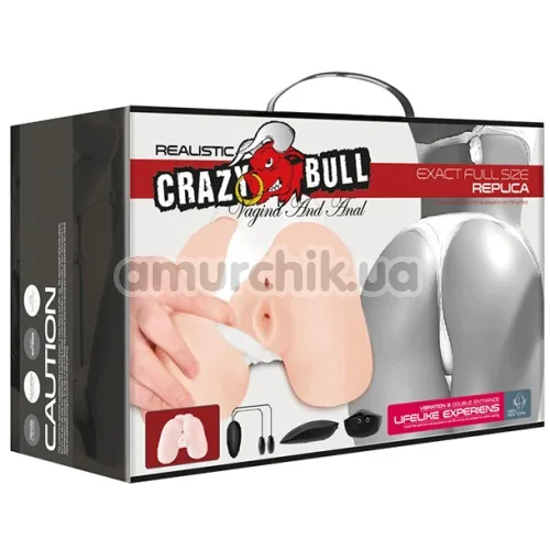 Искусственная вагина и анус с вибрацией Crazy Bull Masturbator Pussy & Anal, телесная