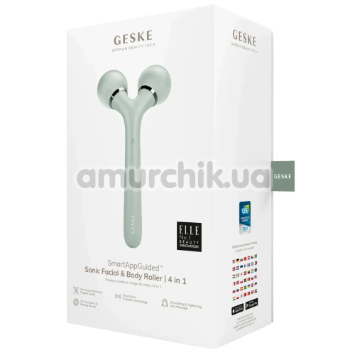 Ультразвуковий масажер Geske Sonic Facial & Body Roller 4 in 1, зелений