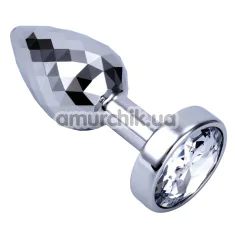 Анальная пробка с прозрачным кристаллом Seamless Butt Plug Starting Small, серебряная - Фото №1
