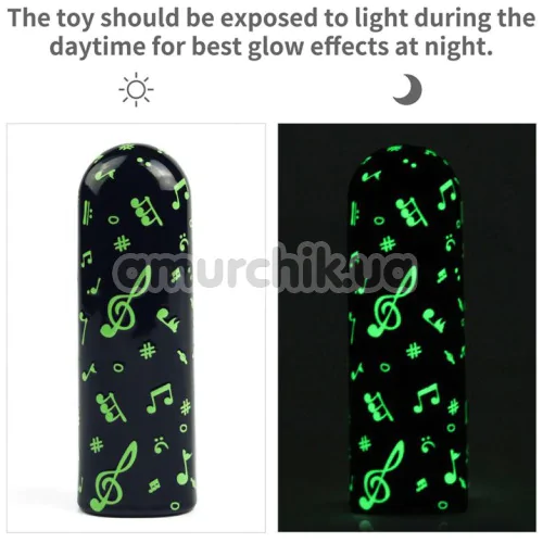 Кліторальний вібратор Music Massager Glow In The Dark, чорний