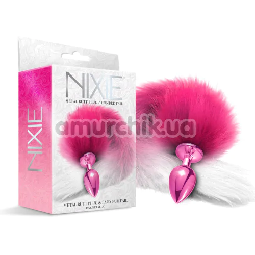 Анальна пробка з хвостом лисиці Nixie Butt Plug / Hombre Tail, рожева