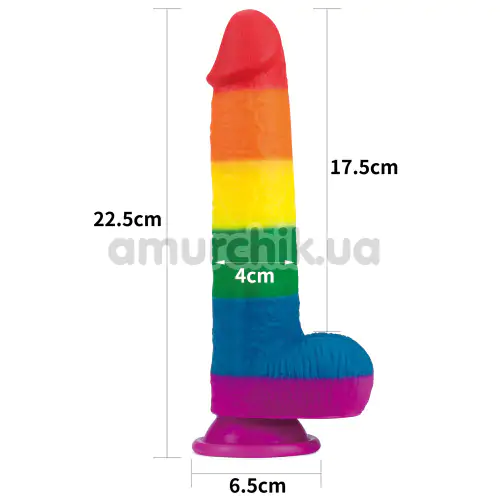 Фаллоимитатор LoveToy Prider 9, радужный