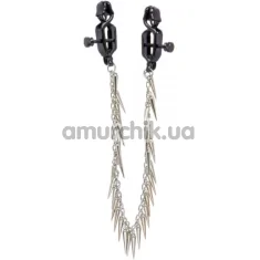 Зажимы для сосков с цепочкой и шипами Lucky Bay Nipple Play Chain and Spike, серебряные - Фото №1