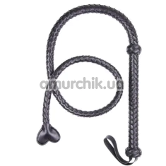 Батіг DS Fetish Whip Long з наконечником - серцем, чорний - Фото №1
