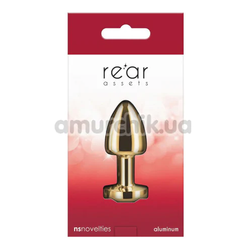 Анальна пробка з червоним кристалом Rear Assets Petite, золота