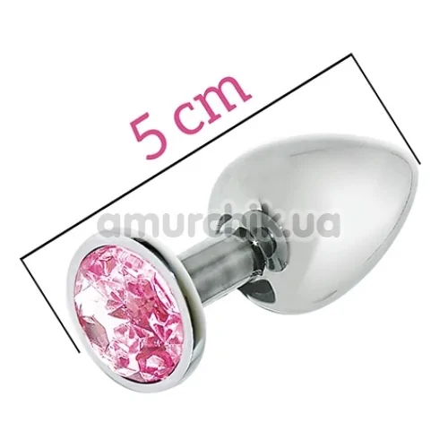 Анальна пробка з рожевим кристалом Mai Attraction Pleasure Toys S №72, срібна