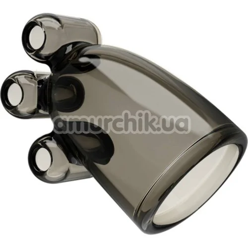 Мастурбатор для голівки члена з вібрацією Vibrating Crystal Cap II, чорний - Фото №1