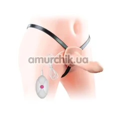 Порожнистий страпон з вібрацією Lovetoy Vibrating Unisex Hollow Strap On LV3002, тілесний - Фото №1