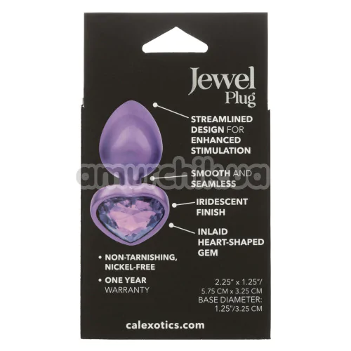 Анальна пробка з фіолетовим кристалом Jewel Small Amethyst Heart Plug, фіолетова