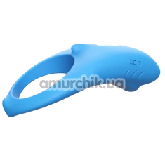 Ерекційне кільце з вібрацією Boss Series Vibro Shark, блакитне - Фото №1