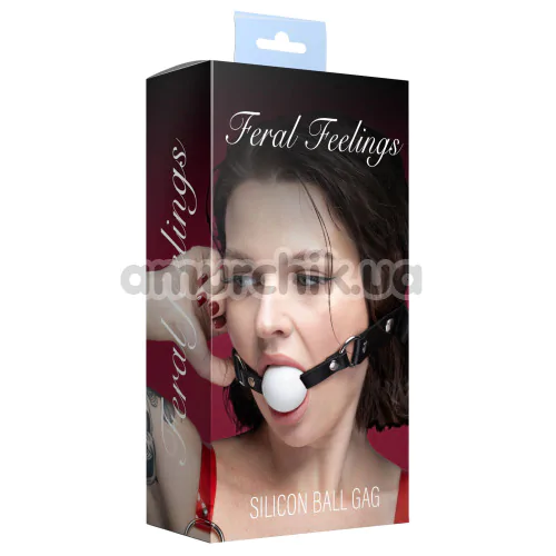 Кляп Feral Feelings Silicon Ball Gag, біло-чорний