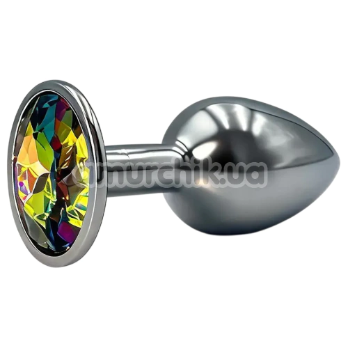 Анальна пробка з райдужним кристалом Alume Metal Plug S, срібна