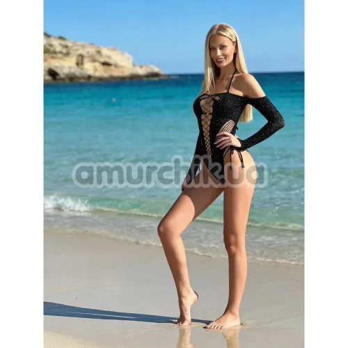 Боді Star Night Rhinestone Cut Out Bodysuit, чорне