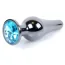 Анальная пробка с голубым кристаллом Boss Series Exclusivity Jewellery Dark Silver Plug, серебряная - Фото №1