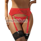 Комплект Star Night Lace Garter Belt With Thong, червоний: пояс для панчіх + трусики-стрінги - Фото №1