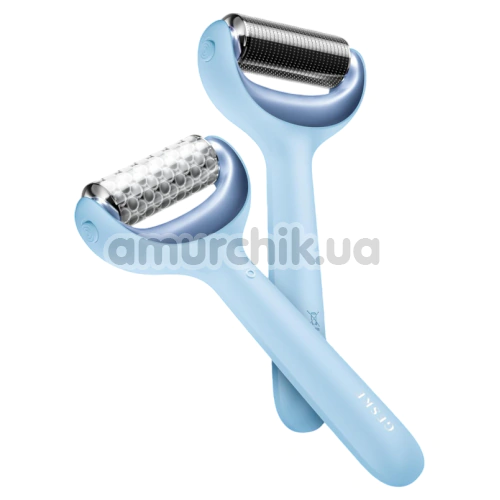 Массажер-роллер для лица и тела с микроиглами Geske MicroNeedle Face & Body Roller 8 in 1, голубой