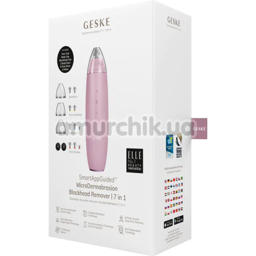 Микродермабразионное устройство для удаления черных точек Geske MicroDermabrasion Blackhead Remover 7 in 1, светло-розовое