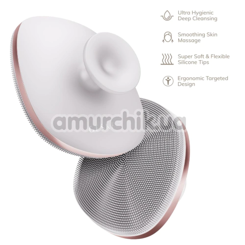 Щетка для тела Geske Body Brush 4 in 1 Suction Mount Metal, бело-золотая