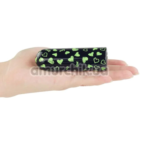 Кліторальний вібратор Heart Massager Glow In The Dark, чорний