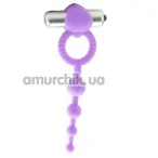Віброкільце з анальним стимулятором L'Amour Premium Silicone Beaded Vibro Ring, фіолетове - Фото №1