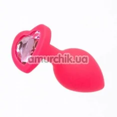 Анальна пробка з світло-рожевим кристалом Loveshop Seamless Butt Plug Heart S, рожева - Фото №1