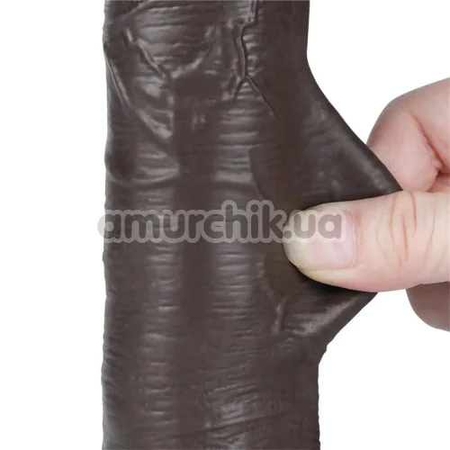 Фаллоимитатор Sliding-Skin Dual Layer Dong 8 с маленькой мошонкой, коричневый