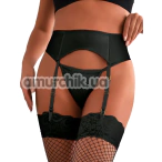 Комплект Star Night Wet Look Garter Belt, черный: пояс для чулок + трусики-стринги - Фото №1