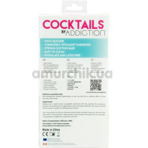 Фаллоимитатор Addiction Cocktails + вибропуля Power Bullet, розовый
