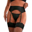 Комплект Star Night Wet Look Garter Belt, черный: пояс для чулок + трусики-стринги - Фото №1