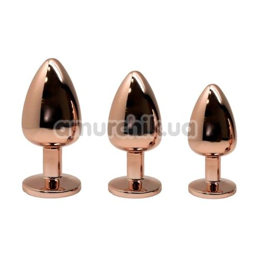 Анальна пробка з прозорим кристалом Wooomy Tralalo Metal Plug M, золота