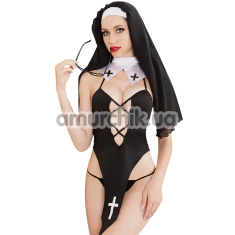 Костюм монашки JSY Sexy Lingerie 5737, черно-белый: платье + головной убор + воротник - Фото №1