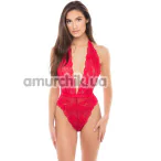 Боди Plunge In Teddy Lace, красное - Фото №1
