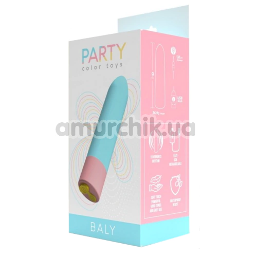 Клиторальный вибратор Party Color Toys Baly, бирюзовый