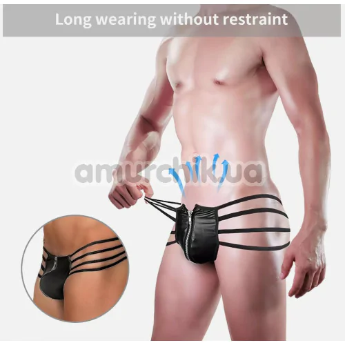Трусы-стринги мужские Star Night Zipper String Mens Strap Thong, черные