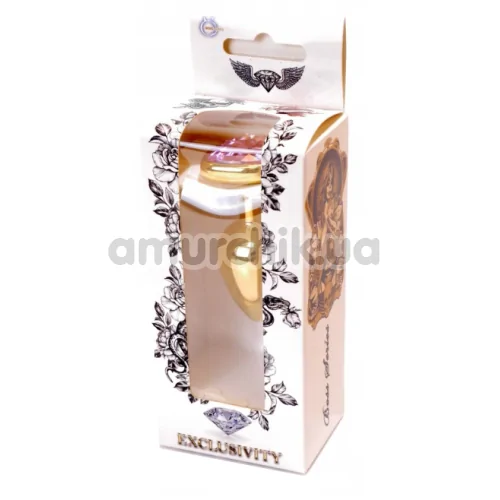 Анальна пробка із рожевим кристалом Exclusivity Jewellery Gold Heart Plug, золота
